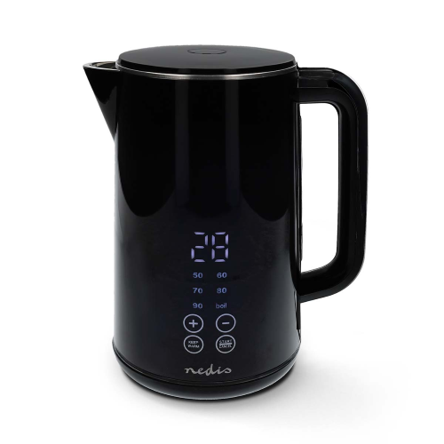Bollitore elettrico | 1,70 l | Plastica | Nero | 50,60,70,80,90,100 °C | Indicatore di temperatura | Ruotabile di 360 gradi | Elemento riscaldante nascosto | Controller Strix® | Protezione da bollitura a secco