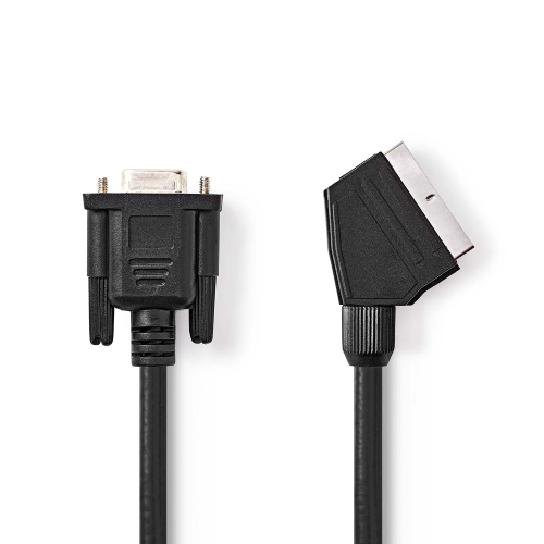 Cavo SCART | SCART Male | VGA Femmina 15p | Placcato nickel | 480p | 2.00 m | Tondo | PVC | Nero | Label