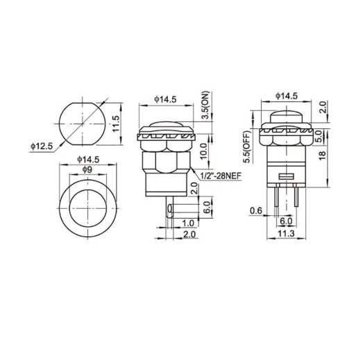 PULSANTE AUTOBLOCCANTE NERO 3A /125VAC 1.5A/250VAC