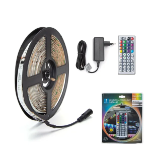 STRIP LED SMD5050 IP20 RGBY 24W BOBINA DA 5mt CON TRASFORMATORE 220v E TELECOMANDO