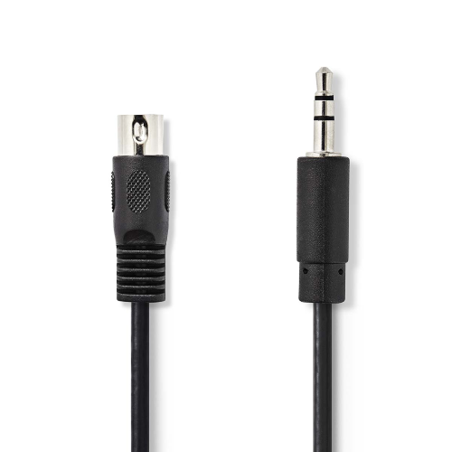 Cavo audio DIN | Maschio a 5 pin DIN | 3,5 mm maschio | Placcato nickel | 2.00 m | Tondo | PVC | Nero | Label