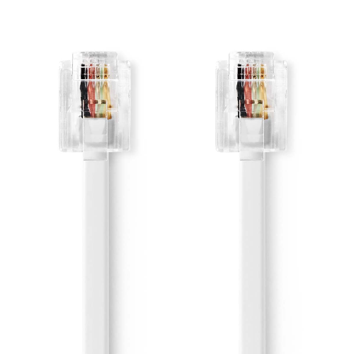 Cavo per telecomunicazioni | RJ11 Maschio | RJ11 Maschio | 5.00 m | Design cavo: Piatto | Placcatura: Placcato nickel | Tipo di cavo: RJ11 | Bianco