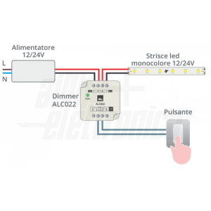 DIMMER LED MONO 12/24V 10A PULSANTE MINI