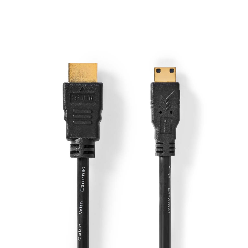 Cavo HDMI ™ ad alta velocità con Ethernet | Connettore HDMI ™ | Mini connettore HDMI ™ | 4K@30Hz | 10.2 Gbps | 1.50 m | Tondo | PVC | Nero | Label