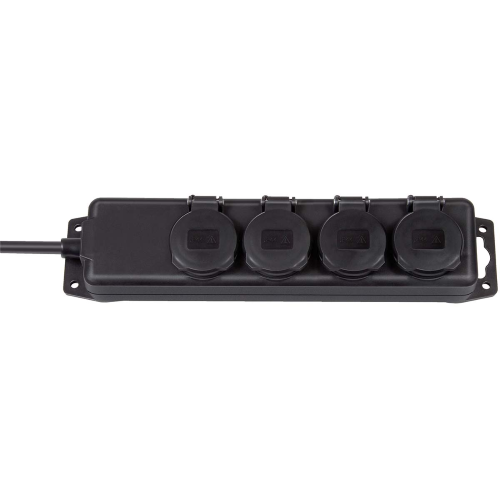 Distributore di prese IP44 4 vie nero 2m H07RN-F 3G1.5 TYPE E