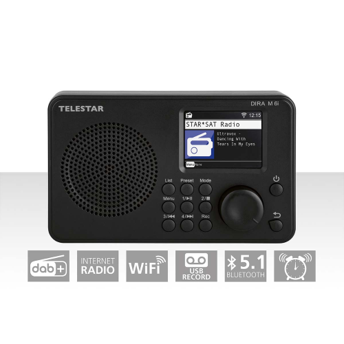 DIRA M 6i Radio multifunzione ultracompatta DAB+ / FM / Internet / Bluetooth Nero