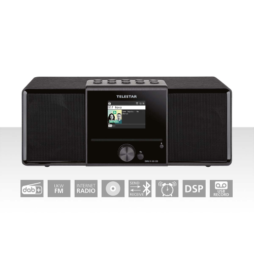 DIRA S32i CD EWF Radio stereo multifunzionale con lettore CD DAB+ / FM / Internet / Bluetooth Nero