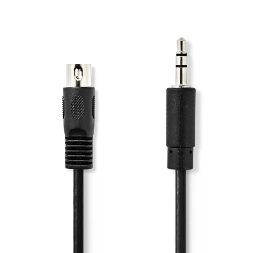 Cavo audio DIN | Maschio a 5 pin DIN | 3,5 mm maschio | Placcato nickel | 1.00 m | Tondo | PVC | Nero | Label