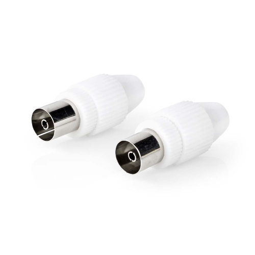 Connettore IEC (coassiale) | Dritta | Femmina | Placcato nickel | 75 Ohm | A vite | Diametro ingresso cavo: 7.0 mm | Metallo / PVC | Bianco | 2 pz. | Scatola