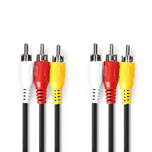 Cavo video composito | 3x RCA maschio | 3x RCA maschio | Placcato nickel | 480p | 1.50 m | Tondo | PVC | Nero | Label