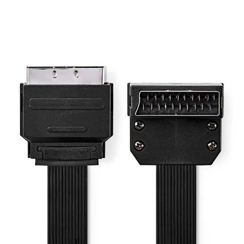 Cavo SCART | SCART Male | SCART Male | Placcato nickel | 480p | 2.00 m | Piatto | PVC | Nero | Label