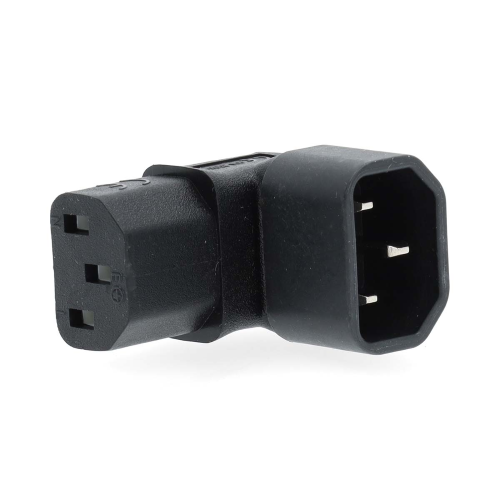 Extension Plug | IEC-320-C13 | IEC-320-C14 | Angolari 90° | Placcato nickel | PVC | Nero | Scatola | 1 pz.