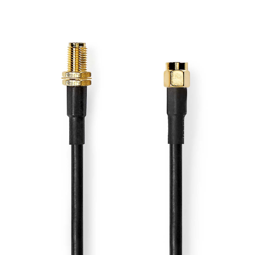 Cavo Antenna | SMA maschio | SMA femmina | Placcato oro | 50 Ohm | Doppio schermo | 5.00 m | Tondo | PVC | Nero | Label