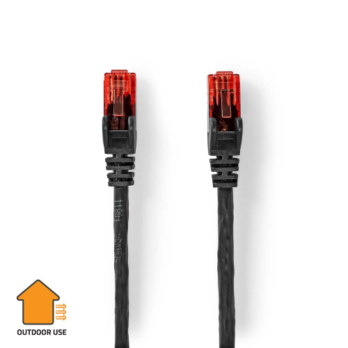 Cavo di rete CAT6 | RJ45 maschio | RJ45 maschio | U/UTP | 75.0 m | Esterno | Tondo | PE | Nero | Label