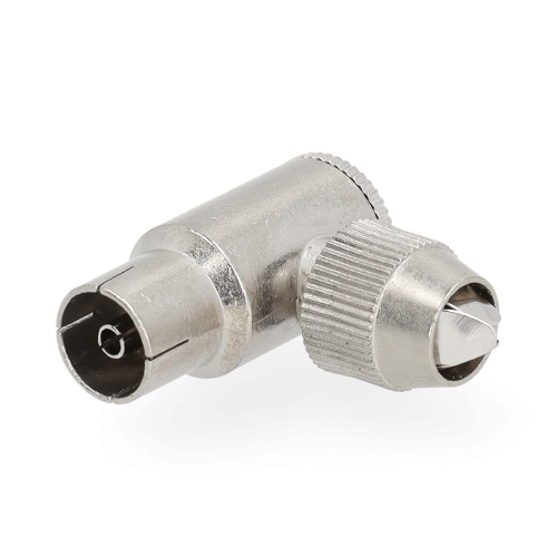 Connettore IEC (coassiale) | Angolari 90° | Femmina | Placcato nickel | 75 Ohm | A vite | Diametro ingresso cavo: 7.0 mm | Metallo | Argento | 2 pz. | Gift Box with Euro Lock