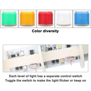 LAMPEGGIANTE LUMINOSO INDUSTRIALE DC 12/24v DUE COLORI 180° ROSSO E VERDE CON BUZZER