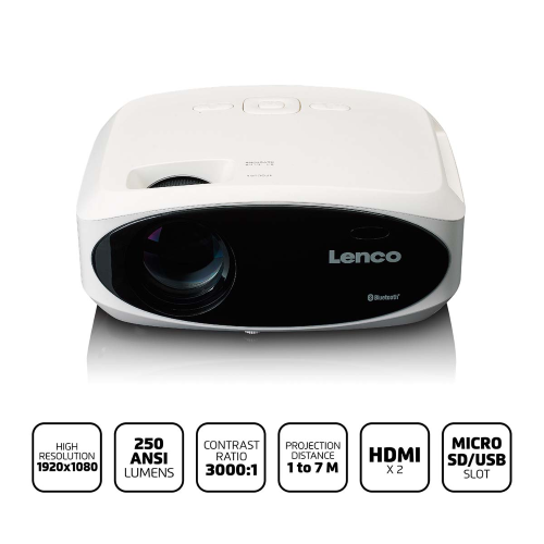 Proiettore LCD Full HD 1080P con Bluetooth Bianco