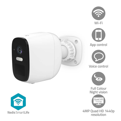 SmartLife Telecamera per esterni | Wi-Fi | Riflettore | 4MP Quad HD 1440p / 2560x1440 | Controllo Pan-tilt PTZ | IP66 | Mas. durata della batteria: 10 Mesi | Cloud Storage (opzionale) / microSD (non inclusa) | 5 V DC | Con sensore di movimento | Visione n