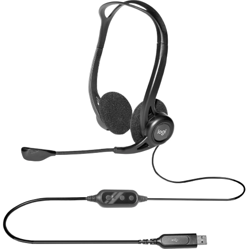 CUFFIA PER PC USB CON MICROFONO FREQUENZA DI LAVORO 20 Hz a 20 kHz CAVO 2.4mt CANCELLAZIONE DEL RUMORE DI FONDO 