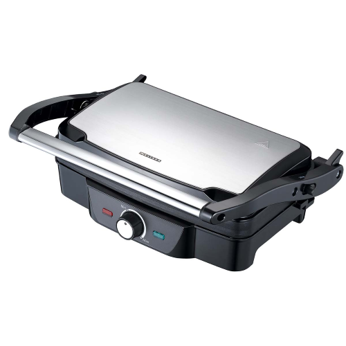Panini / Griglia da tavolo 1600W Nero / Alloggiamento superiore in acciaio inox