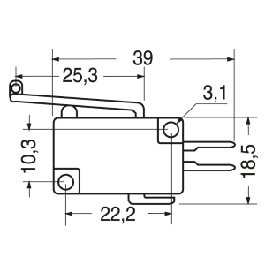 MICRO SWITCH A LEVA FINE CORSA CON ROTELLA CON ROTELLA 5A 250V TERMINALI FASTON 4.8