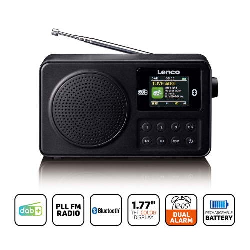 Radio DAB+/FM portatile con Bluetooth Nero