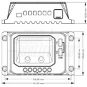 REGOLATORE DI CARICA PWM 12-24V 10A CON 2 PORTE USB E DISPLAY E CREPUSCOLARE