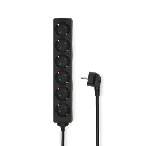 Prolunga | Spina Tedesca / Tipo F (CEE 7/7) | 6 direzioni | 1.50 m | 3680 W | 16 A | Tipo di messa a terra: Contatti laterali | 230 V AC 50/60 Hz | Angolo presa: 45 ° | H05VV-F 3G1.5mm² | Nero