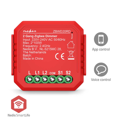 Interruttore di accensione SmartLife | Zigbee 3.0 | 2x100 W | Connessione terminale | App disponibile per: Android™ / IOS