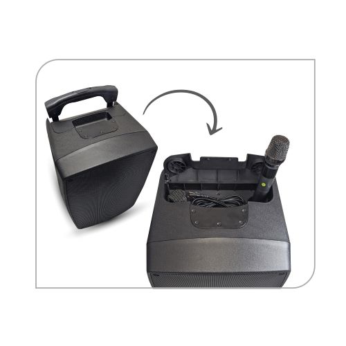 CASSA AMPLIFICATA 15" 2 VIE 300W MAX CON BATTERIA RICARICABILE, MP3 player, SD card, USB, Bluetooth, Telecomando IR. - 2 Radiomicrofono UHF