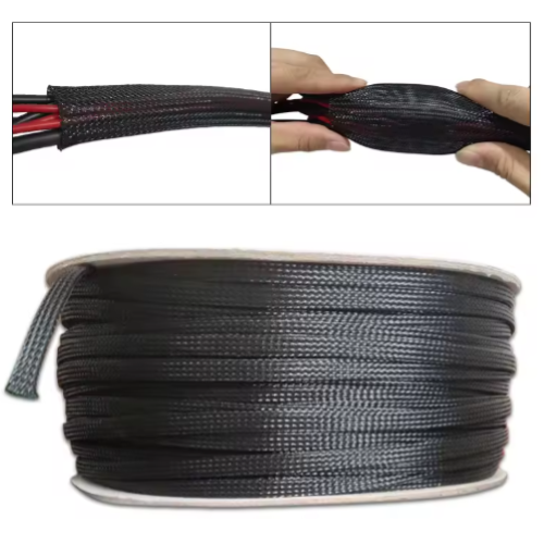 CALZA ESPANDIBILE IN POLIESTERE NERO RAYCHEM 10mm (1MT)