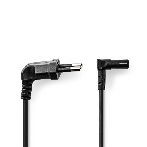 Cavo di alimentazione | Euro Maschio | IEC-320-C1 | Angolato | Angolari 90° | Placcato nickel | 5.00 m | Piatto | PVC | Nero | Label