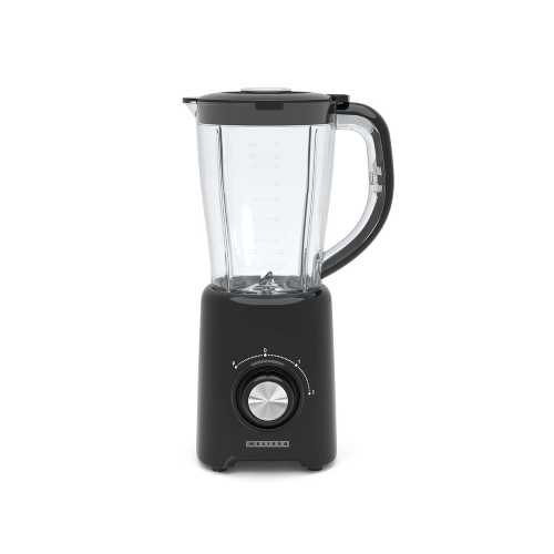 Frullatore a colonna | 800 W | 2 velocità + impulso | 4 lame in acciaio inox | Caraffa in plastica | Nero