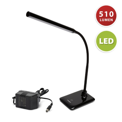 LAMPADA DA TAVOLO LED 6W NERA CON INTERRUTTORE TOUCH E ALIMENTATORE
