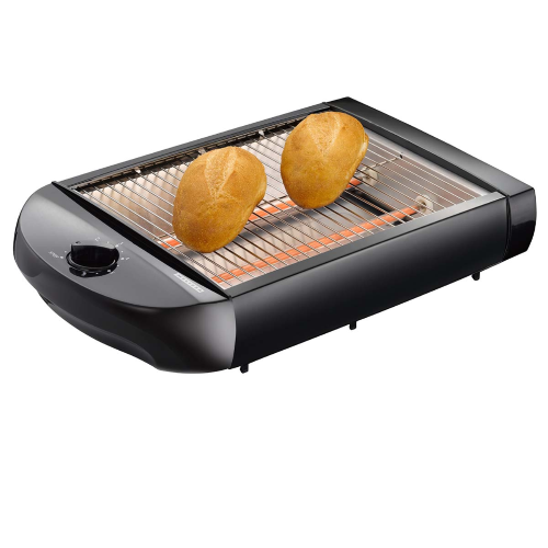 Tostapane piatto con vassoio raccogli briciole estraibile 600W Nero