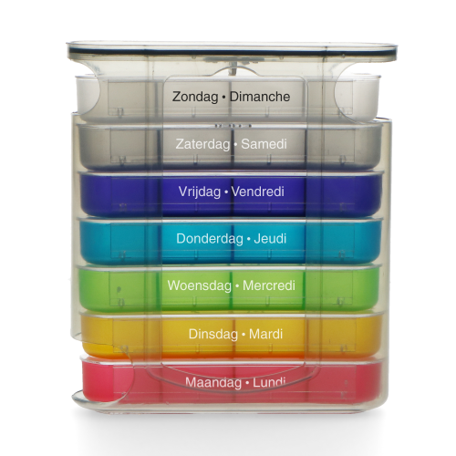 Organizzatore settimanale di pillole impilabili