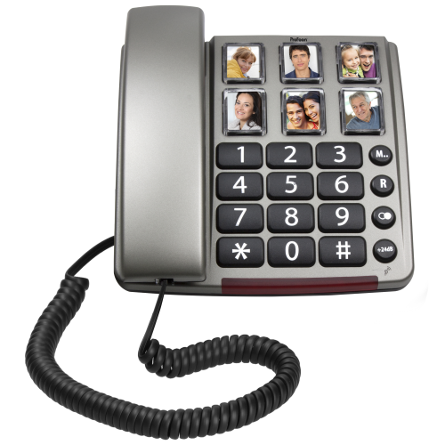 Desk phone with large photo buttons and numbers Black