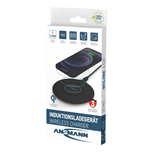 CARICABATTERIA A INDUZIONE 2A IN 5 - 12v USB TIPO C 15W