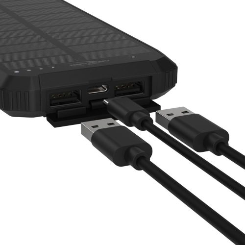 POPWERBANK CON RICARICA WIRLESS DA 5W CAPACITA' 10000mAh CON LECE LED 3W E PANNELLO SOLARE 