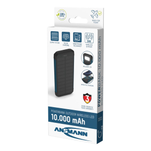 POPWERBANK CON RICARICA WIRLESS DA 5W CAPACITA' 10000mAh CON LECE LED 3W E PANNELLO SOLARE 