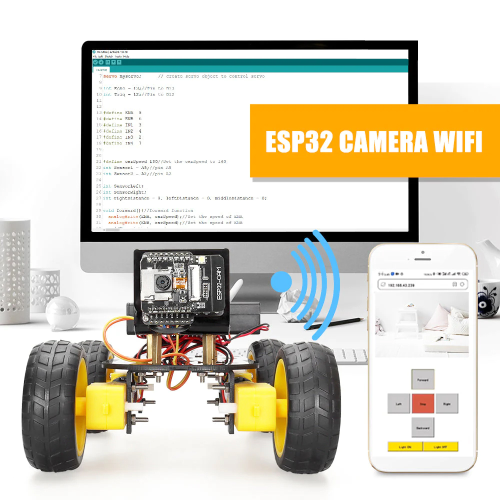 ROBOT CAR 4WD WIFI CON TELECAMERA ESP32-CAM - KIT