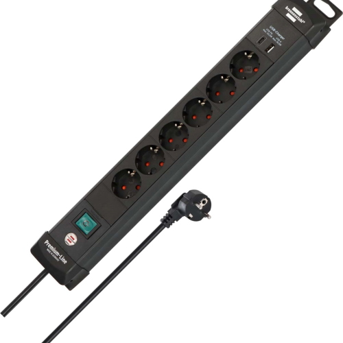 Premium Office Line Plus Presa di prolunga a 6 vie con USB C PD 1,8 m