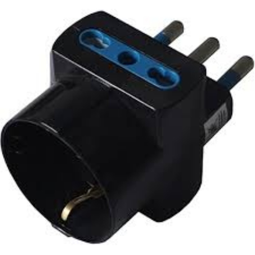 ADATTATORE SPINA 2P+T 16A SCHUKO - 2 PRESE 10/16A NERA