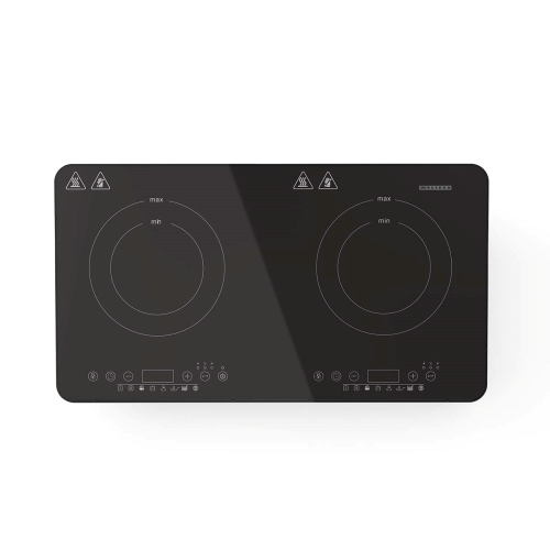 Doppio piano cottura a induzione | 3500 W | 10 livelli di potenza | 8 preselezioni | Funzione timer | Funzione Boost | Display LCD | Protezione contro il surriscaldamento | Blocco bambini | Nero