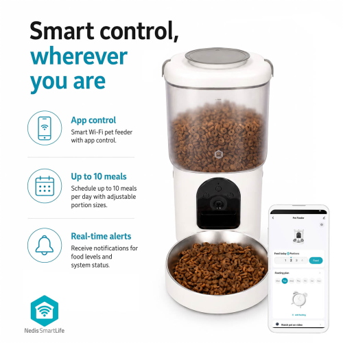 SmartLife Distributore di cibo per animali | Alimentatore automatico per cani e gatti | Wi-Fi | 4.5 l | Android™ / IOS